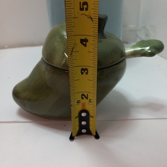 SERVER 3 Pc Condiment  Jalapeño Pepper  Porcelian Ceramic Pottery Green Element - Picture 4 of 6